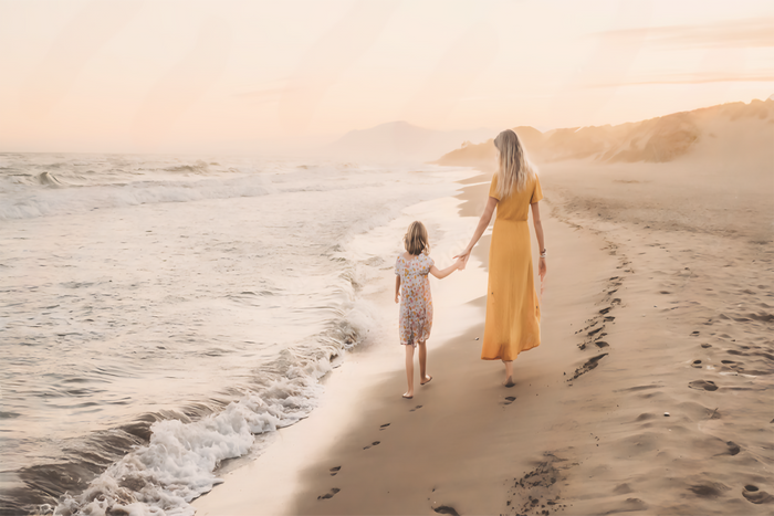 Serene coastal walk symbolizing quiet love, presence, and reflection.