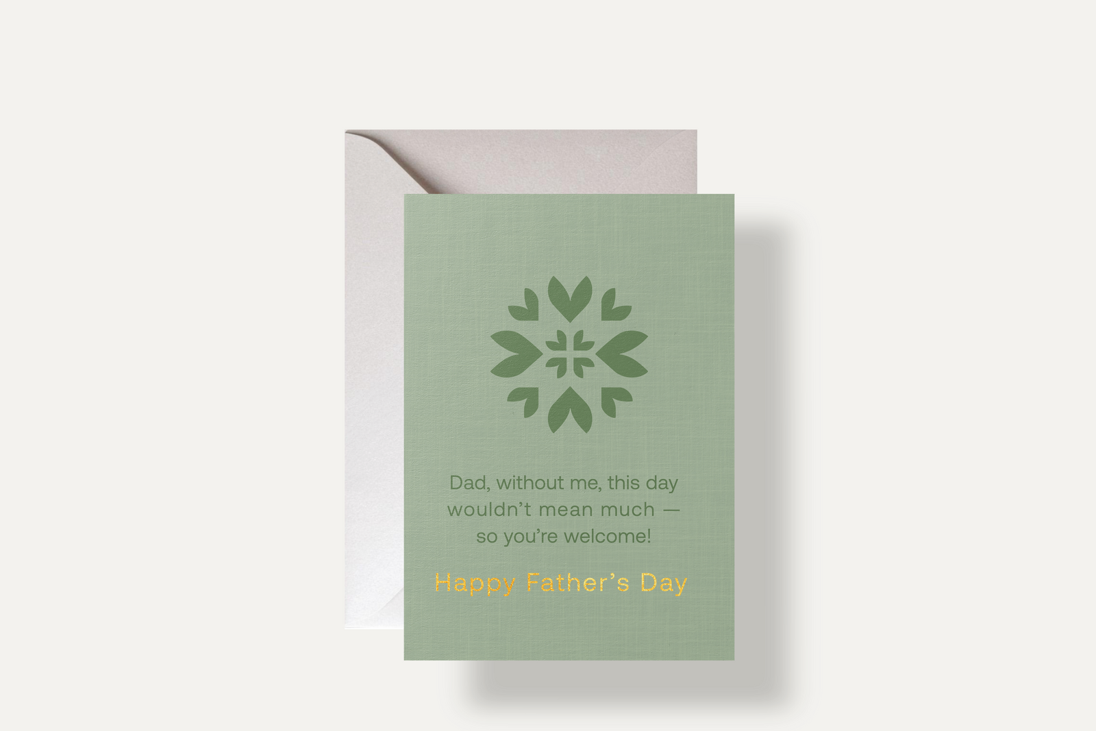 Warm minimalism in the You're Welcome, Dad card – a humorous yet heartfelt note to fatherly wisdom and love