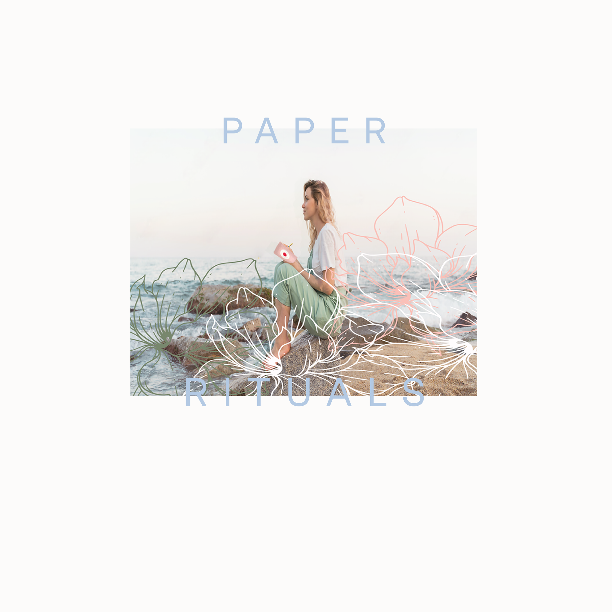 Glimmery moments beach writing with flowers - Paper Moments - Seasonal Rituals 
