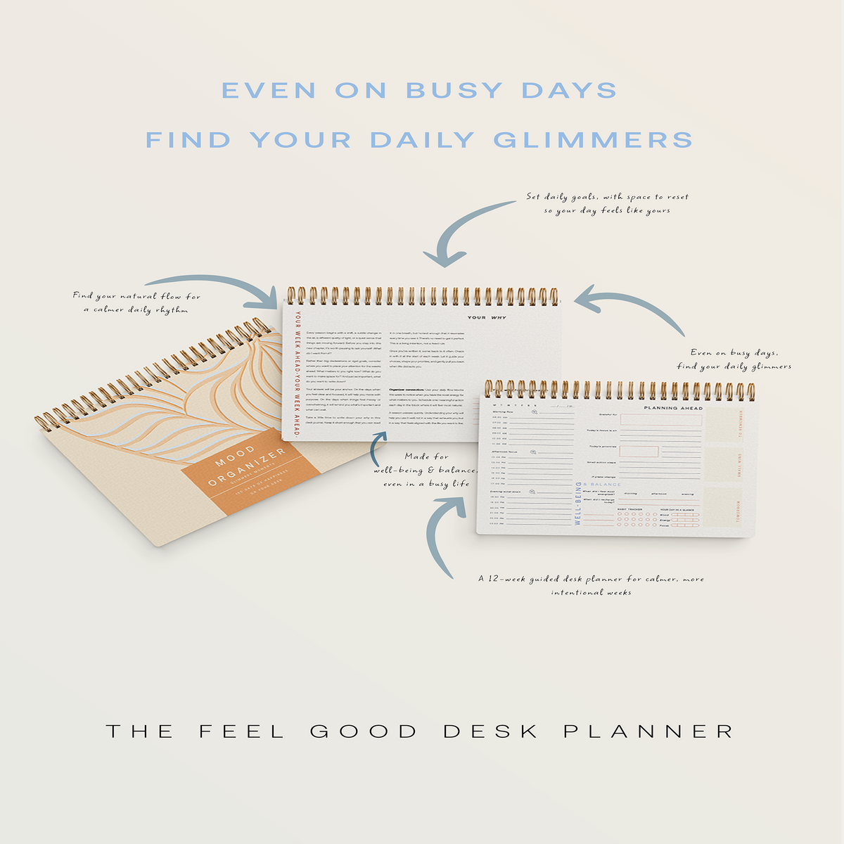 Feel-Good Desk Planner - 12-Week Guided Journal & Life Coach on Your Desk