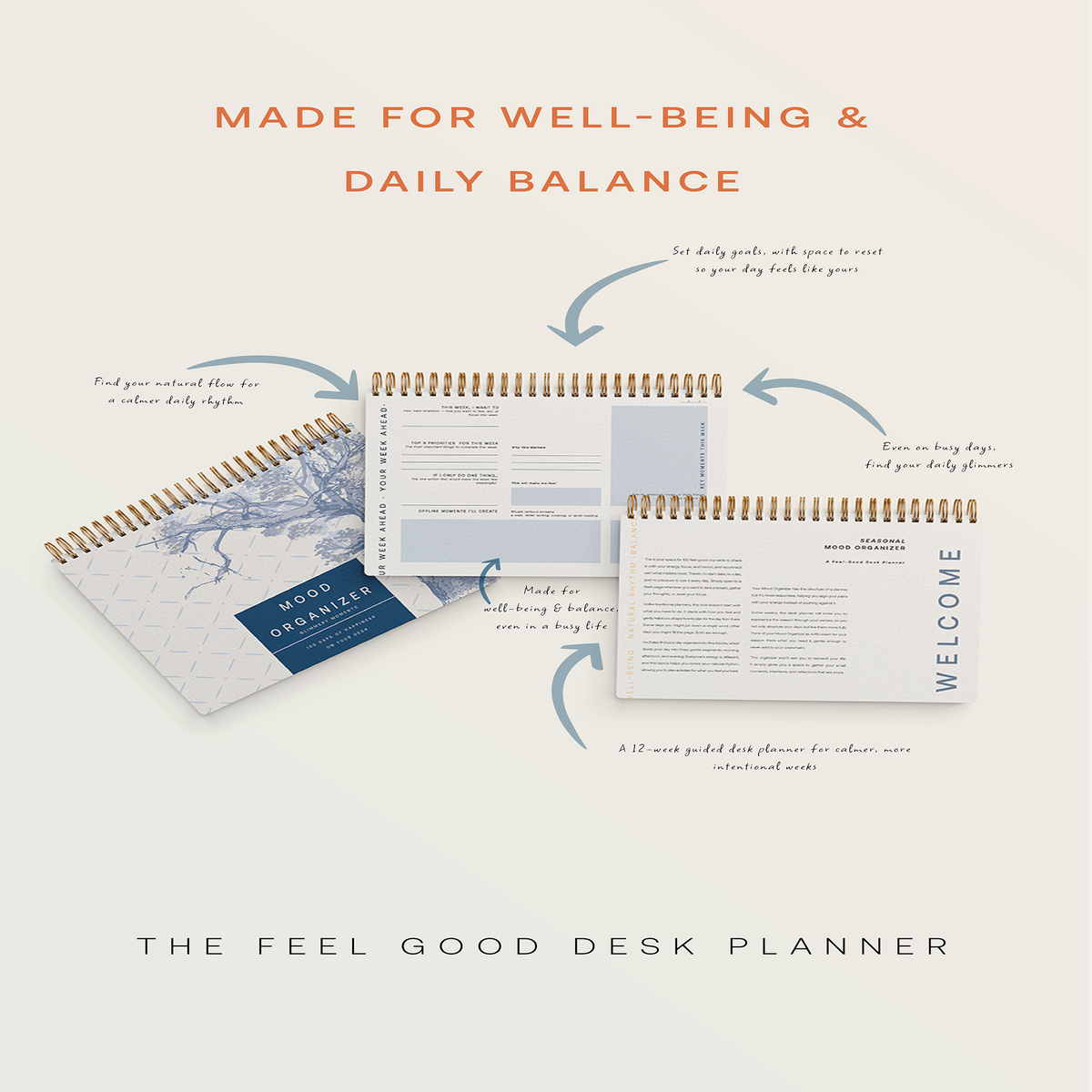 Feel-Good Desk Planner - 12-Week Guided Journal & Life Coach on Your Desk